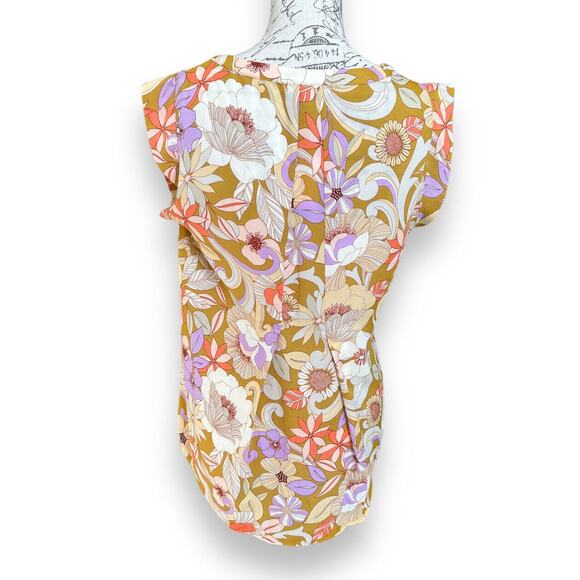 Pleione Floral Blouse Pleated Back 70s Vibe NWT Small - Picture 3 of 6